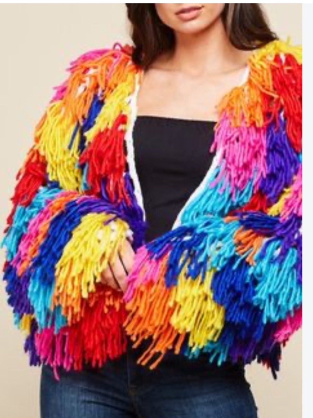 Akira Forever Together Rainbow Fringe Cardigan Small Festival